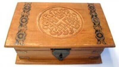 Celtic Knots of Love Carved Wood Box 10&quot;