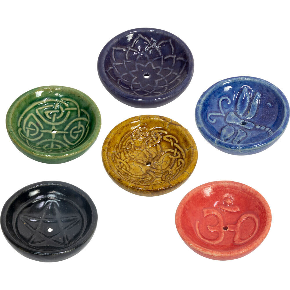 Black Pentacle Embossed Ceramic Incense Burner
