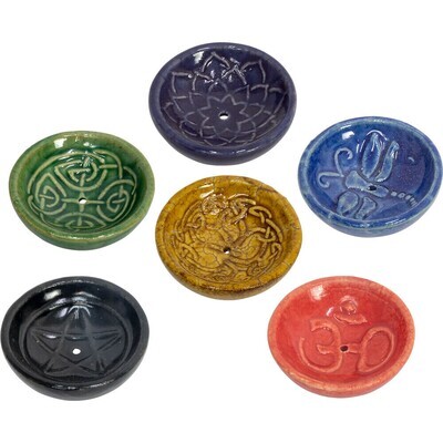 Black Pentacle Embossed Ceramic Incense Burner