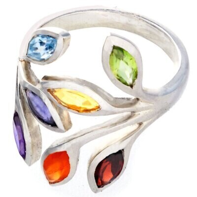 Size 8 Chakra Ring w/ 7 Semi-Precious Stones
