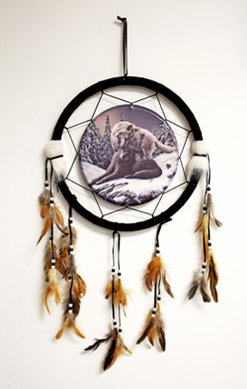 Lisa Parker 2 Wolves Dreamcatcher 13x26&quot;