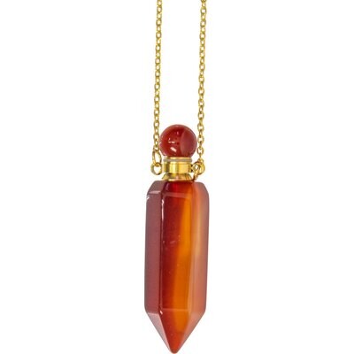 Carnelian Gemstone Point Pendant Perfume Bottle Necklace