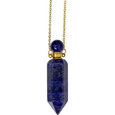 Lapis Lazuli Gemstone Point Pendant Perfume Bottle Necklace