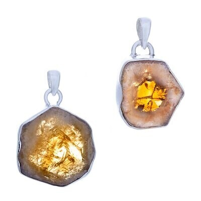 Sterling Citrine Geode Slice Pendant