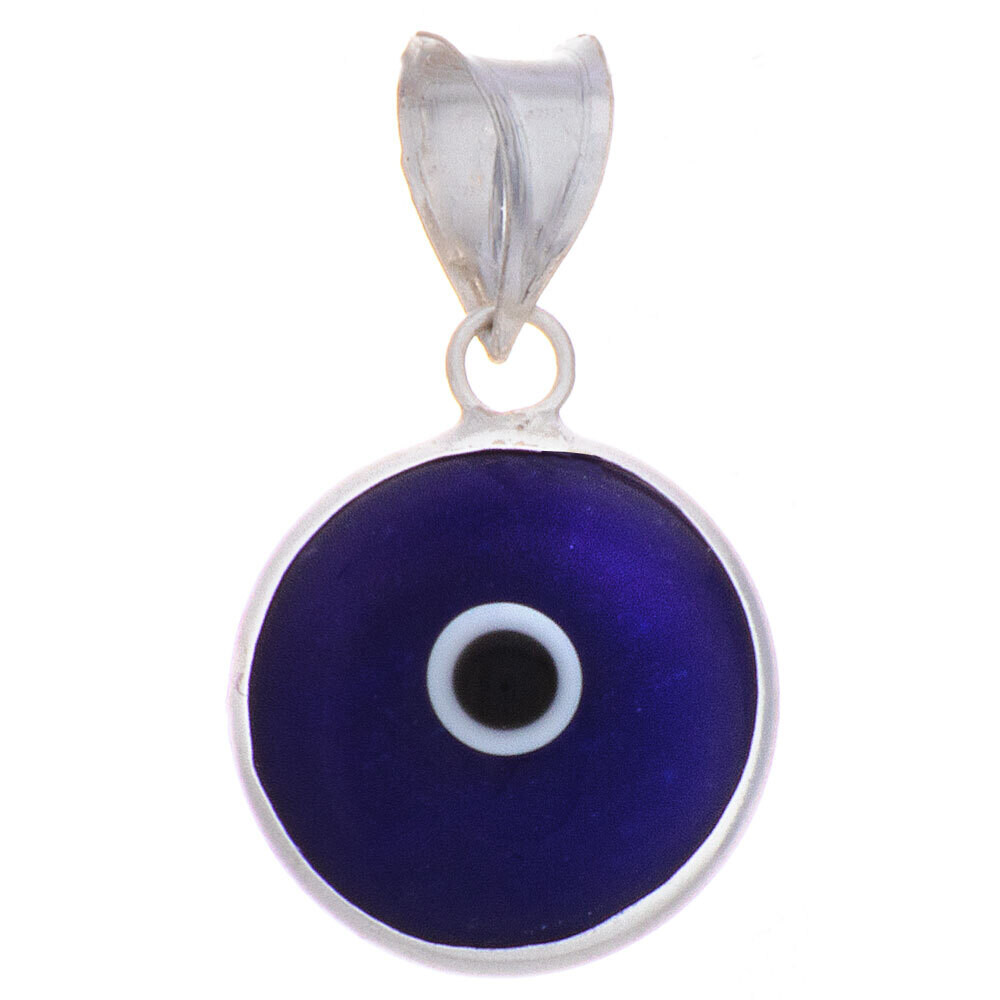 10mm Small Evil Eye Pendant - Glass Eye - Sterling