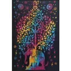 Elephant Tree of Life Tie Dye Tapestry 54x86&quot;