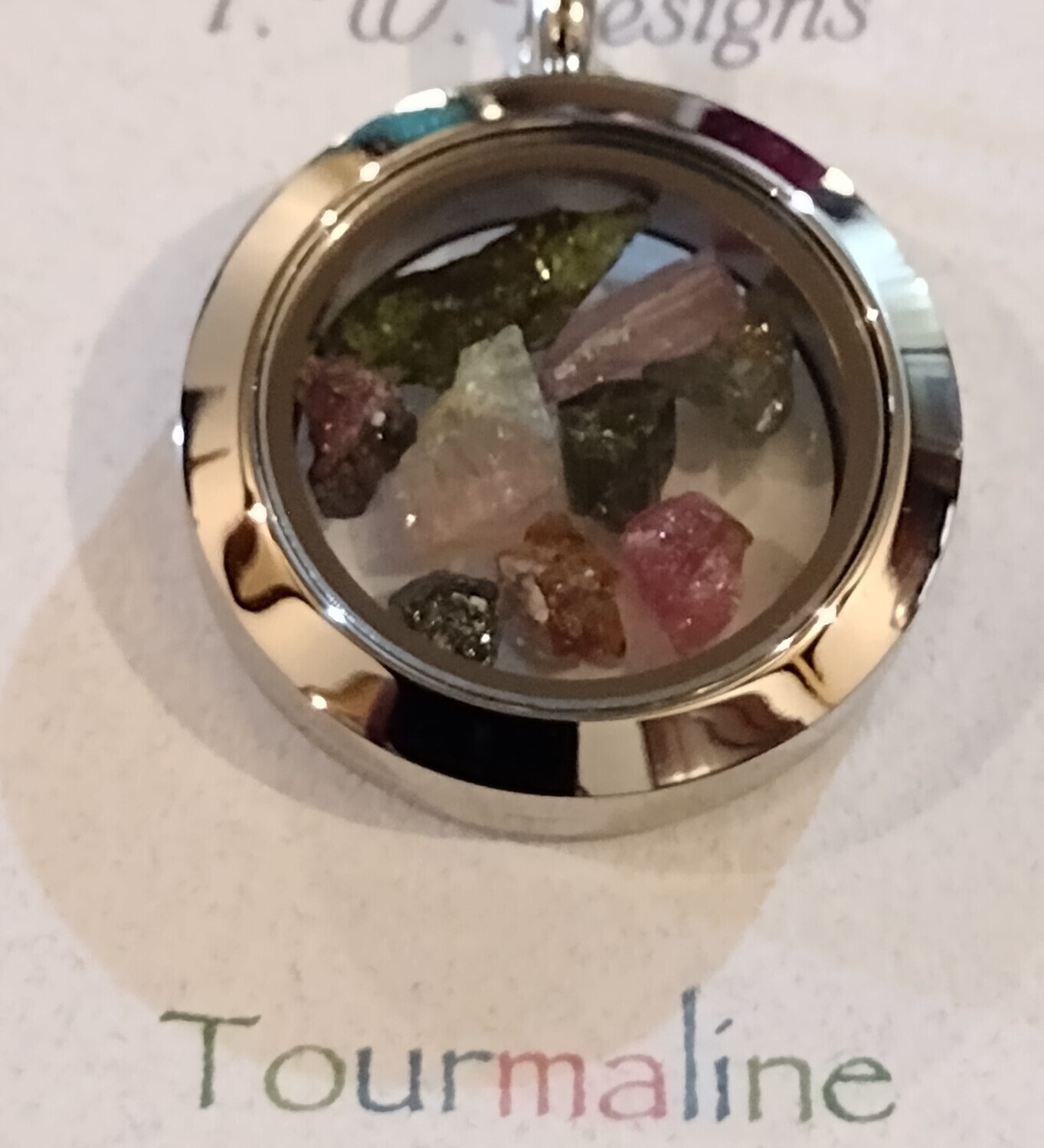 1&quot; Round Watermelon Tourmaline Pendant