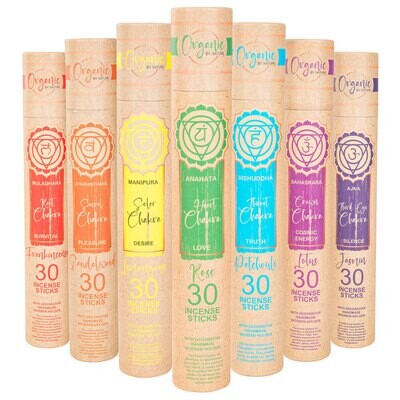 Organic Chakra Incense 30 Stick Tube