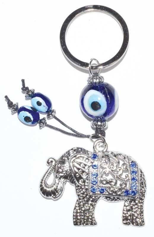 Elephant Evil Eye Keychain