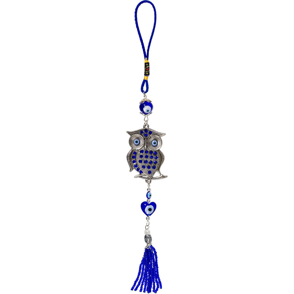 Glass Evil Eye Talisman Owl Hanging Keychain