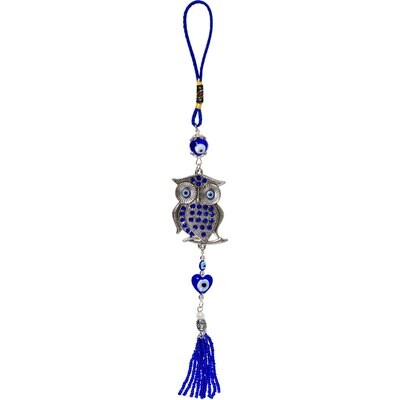 Glass Evil Eye Talisman Owl Hanging Keychain