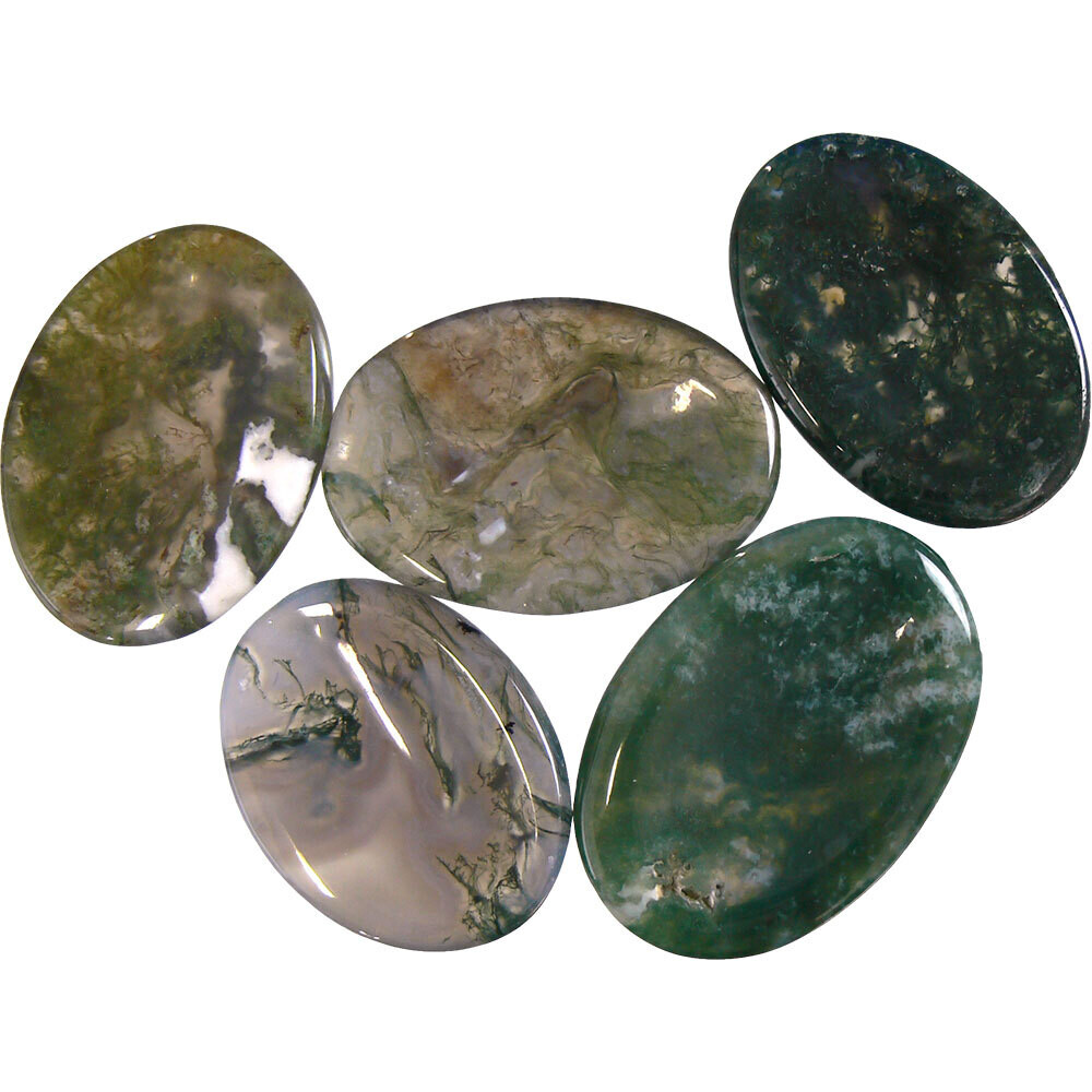 Moss Agate Worry Stone