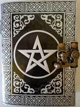 Black/ Silver Pentagram Leather Blank Book w/ Latch