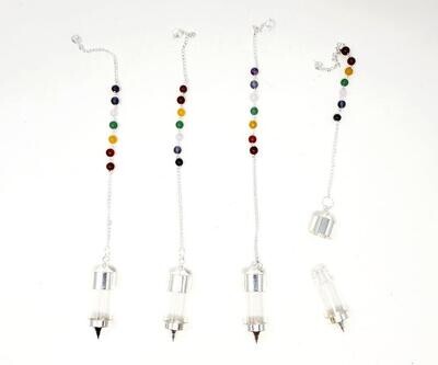 Silver - Glass Bottle Chamber Pendulum with Chain