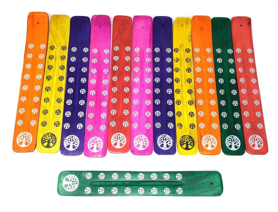 Green Tree of Life Painted Wood Ash Catcher 10"