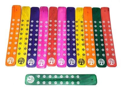 Yellow Tree of Life Painted Wood Ash Catcher 10"