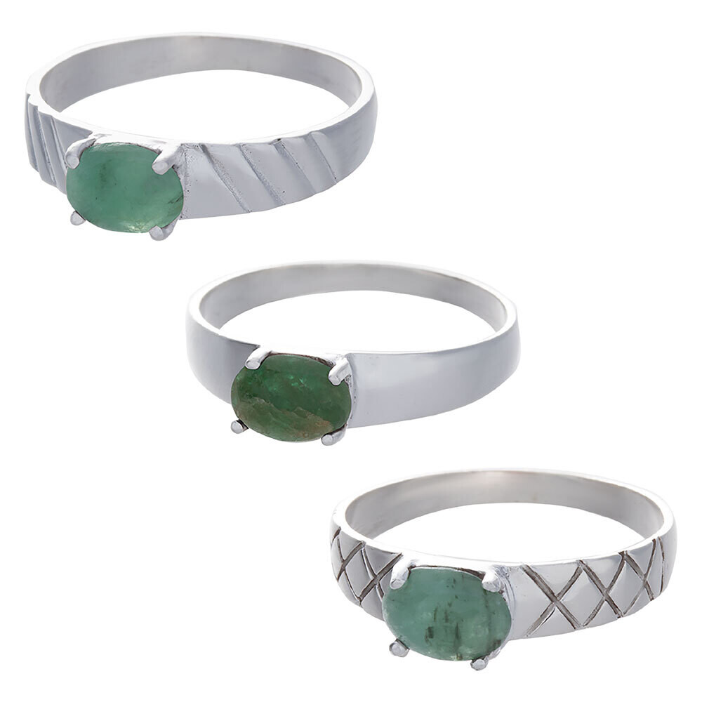 Size 6 Emerald Cab Assorted Band Ring