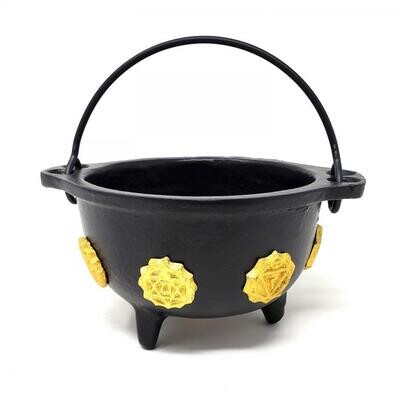 Seven Chakra Cast Iron Cauldron w/Handle
