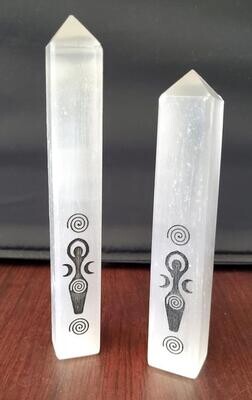 Goddess of Earth Selenite Obelisk Tower 6-7&quot;