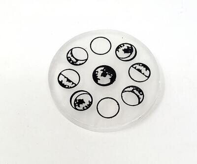 3&quot; Moon Phase Selenite Coaster/Altar Tile