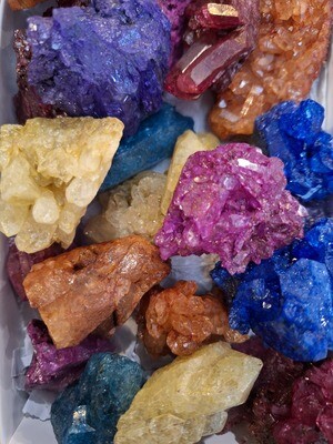 Various Color Dyed Crackle Quartz Cluster