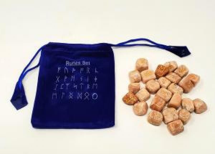 Peach Moonstone Rune Set w/ Card