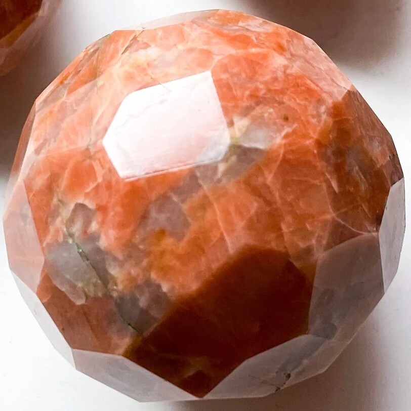 Peach Moonstone Faceted Sphere