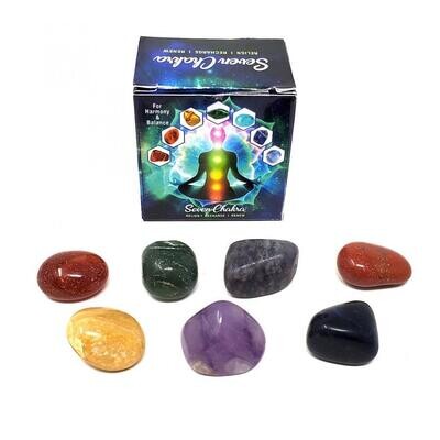 Seven Chakra Polished Tumbled Stones Gift Pack for Harmony &amp; Balance