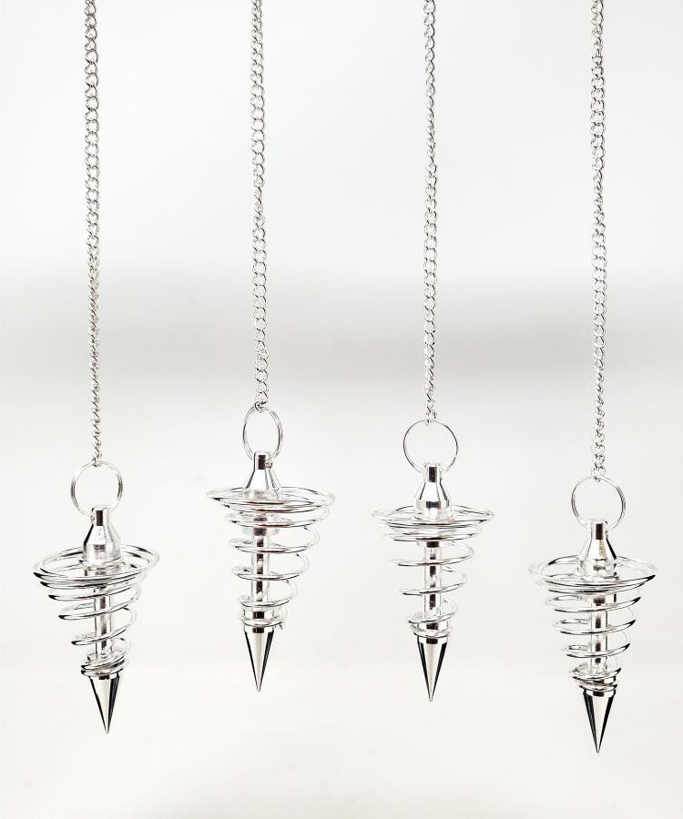 Spiral Silver Finish Pendulum 1.5&quot;L with Chain