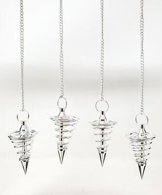 Spiral Silver Finish Pendulum 1.5&quot;L with Chain
