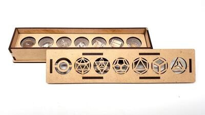 Crystal Quartz 7 Piece Sacred Geometric Set w/Wood Gift Box