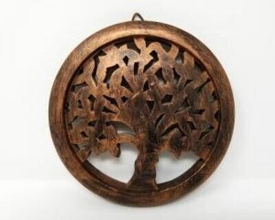Tree of Life Wooden Wall Hanging Antique Copper finish 6&quot; Round