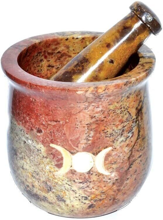 3&quot; Triple Moon Mother of Pearl Inlay Mortar &amp; Pestle