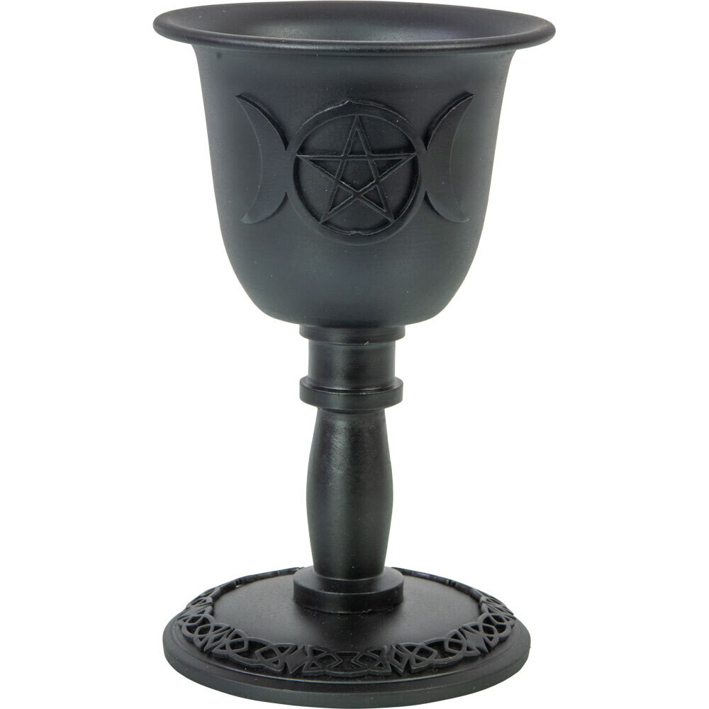 Triple Moon w/ Pentacle Metal Chalice Mini Candle Holder