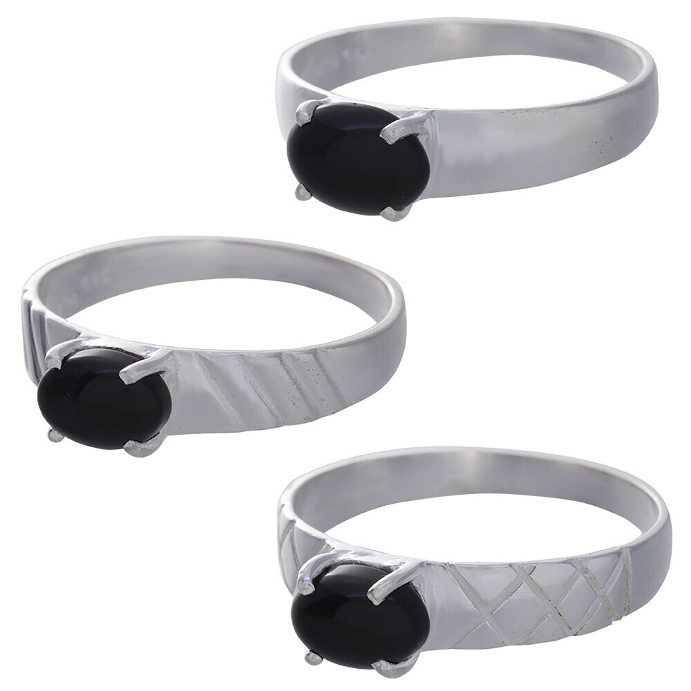 Size 9 Black Onyx Cab Assorted Band Ring