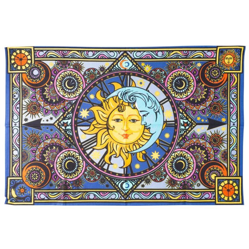 3D SUN/MOON CLOCK TAPESTRY 90&quot;