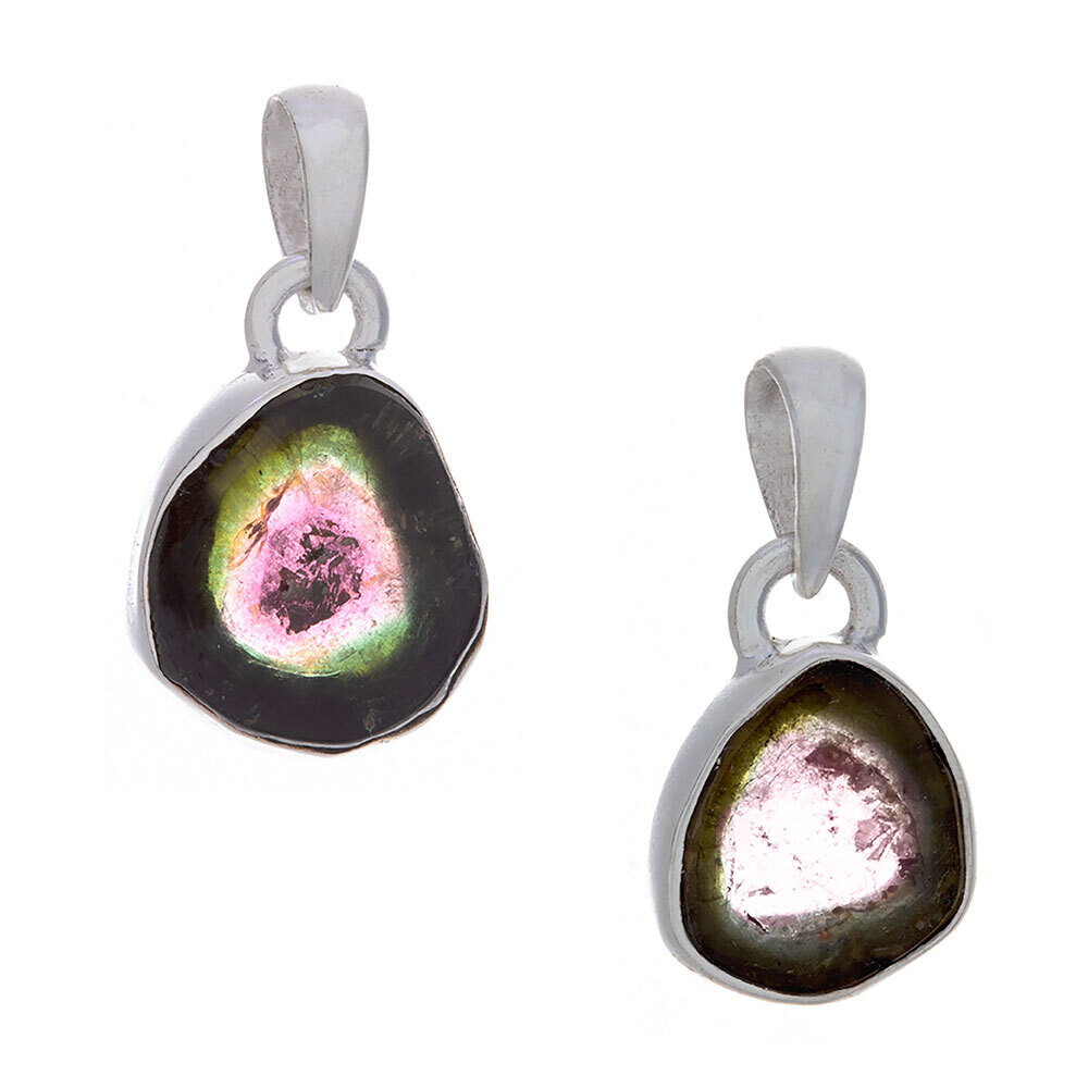Rough Watermelon Tourmaline Small Assorted Shapes Pendant