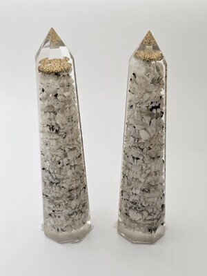 6.5&quot; Rainbow Moonstone Orgone Tower