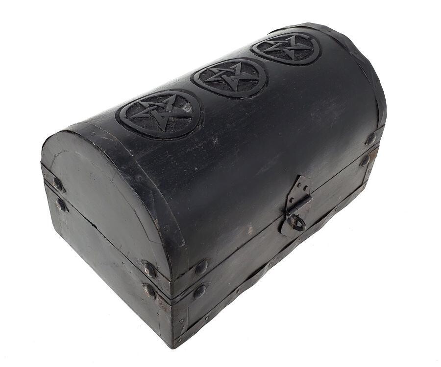 7.5&quot; Pentagram Round Top Wood Box