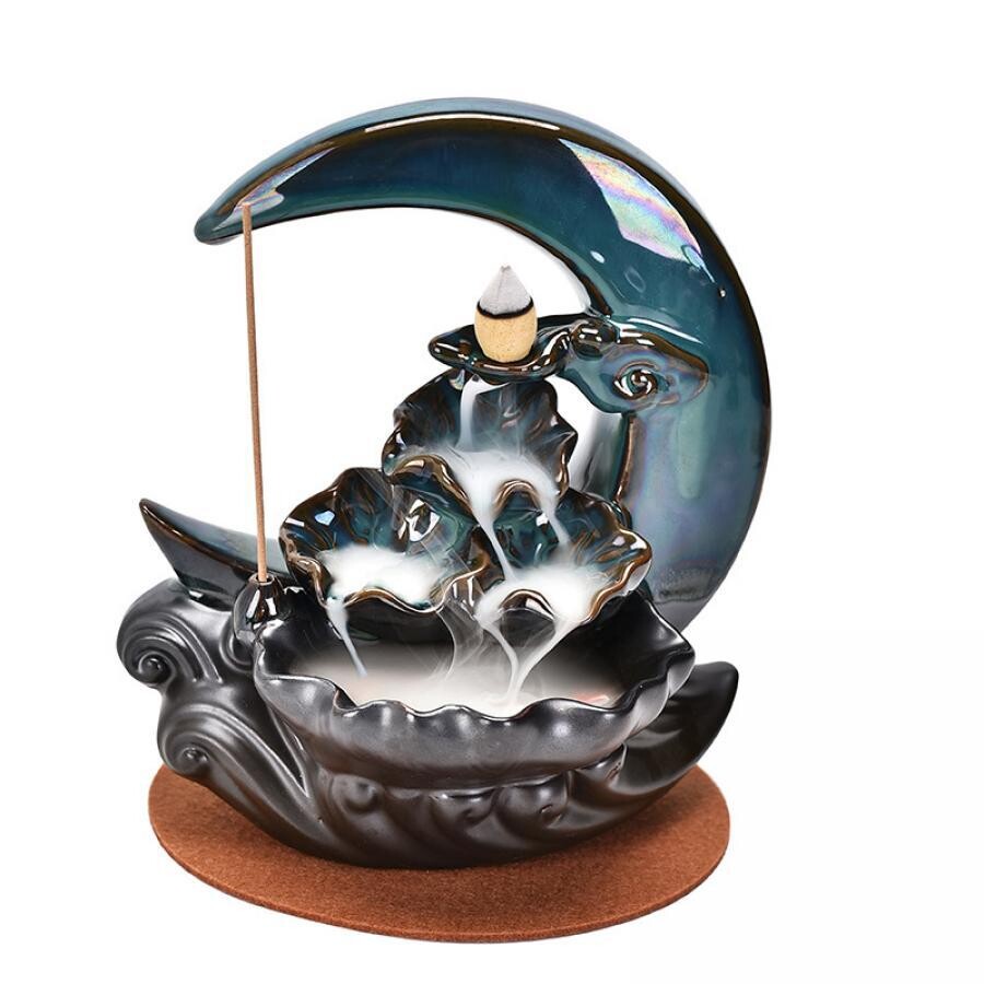 7&quot; Moon Ceramic Backflow Cone/Incense Burner