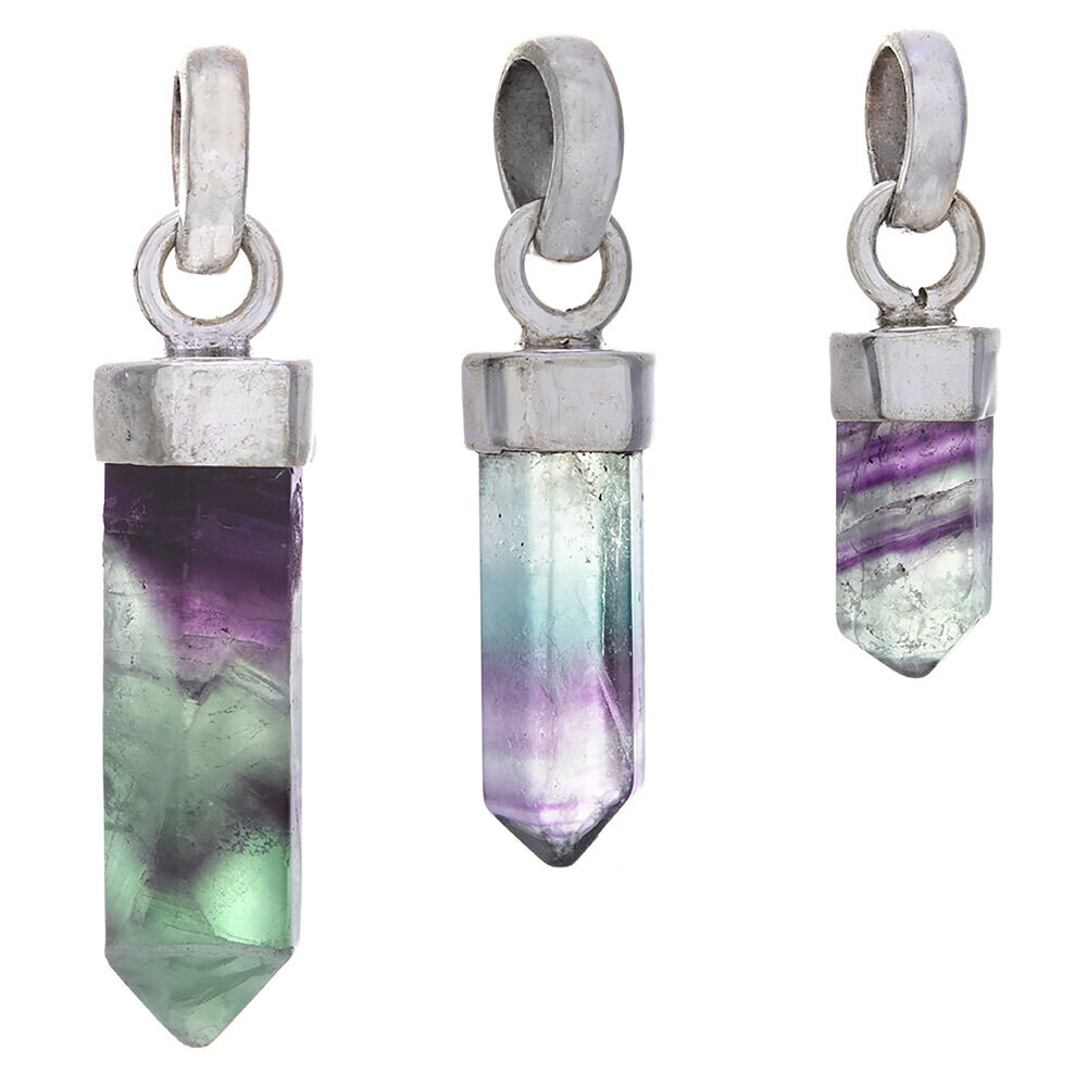 Fluorite Assorted Small Pencil Pendant (20mm to 37mm H)