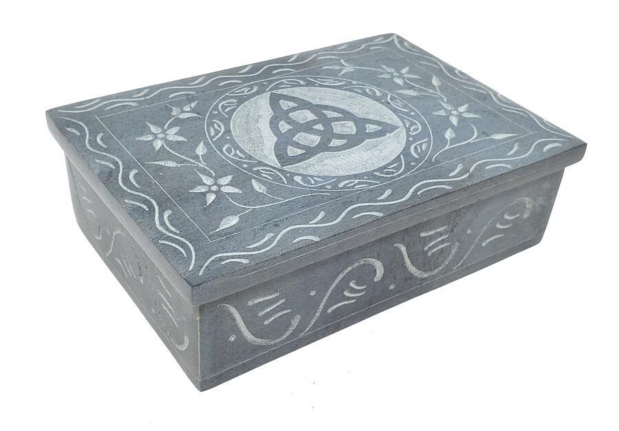 6&quot; Triquetra Carved Soapstone Box