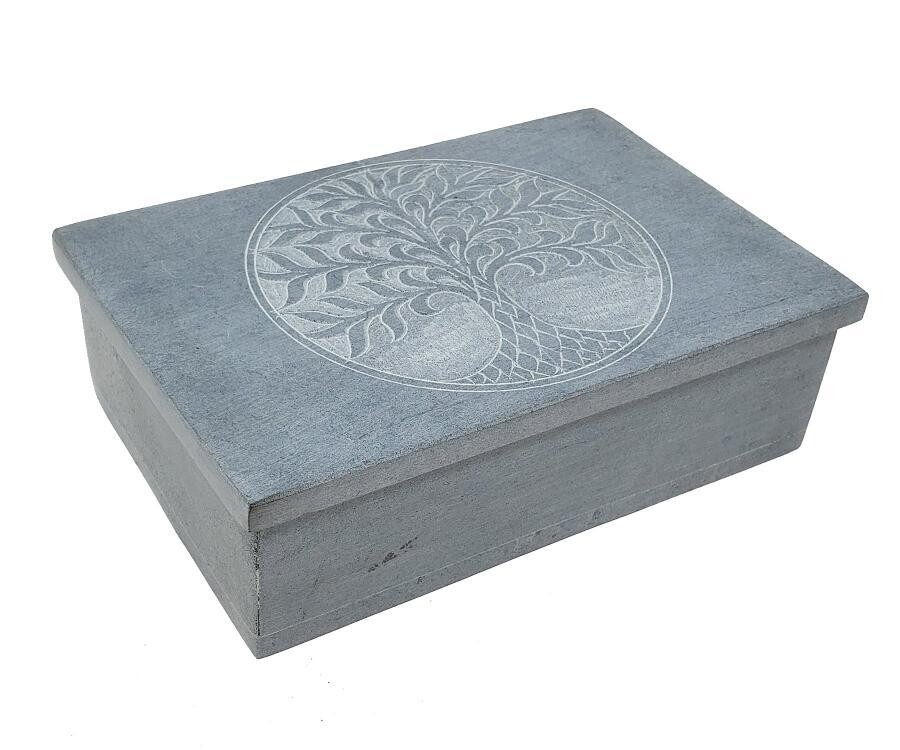 6&quot; Tree of Life Carved Soapstone Box