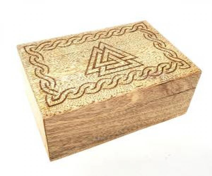 6&quot; Triple Triangle Carved Wood Box