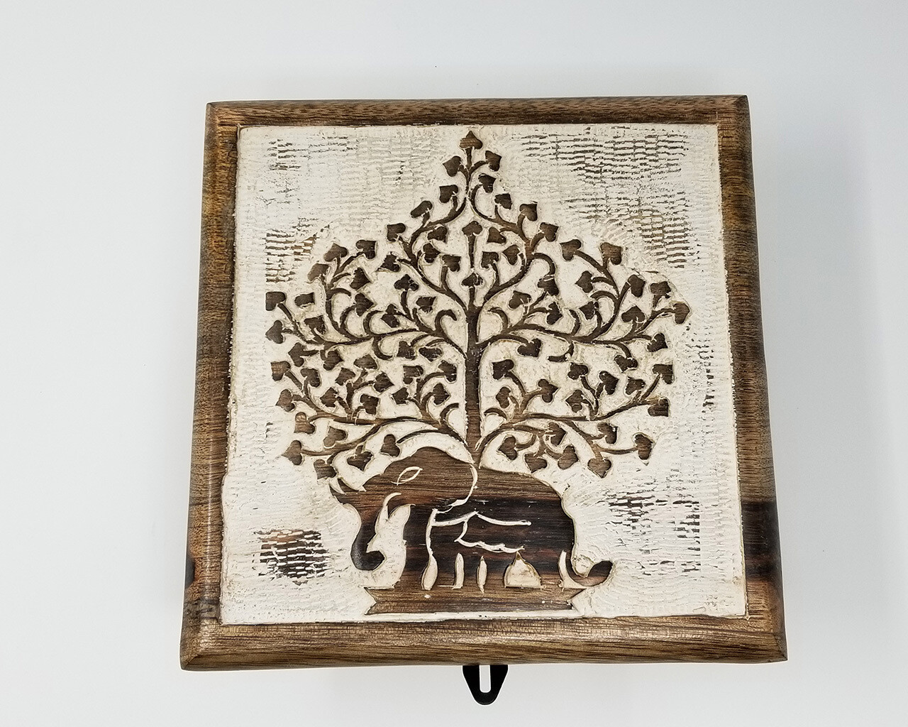 7&quot; Elephant Tree Carved Wood Box