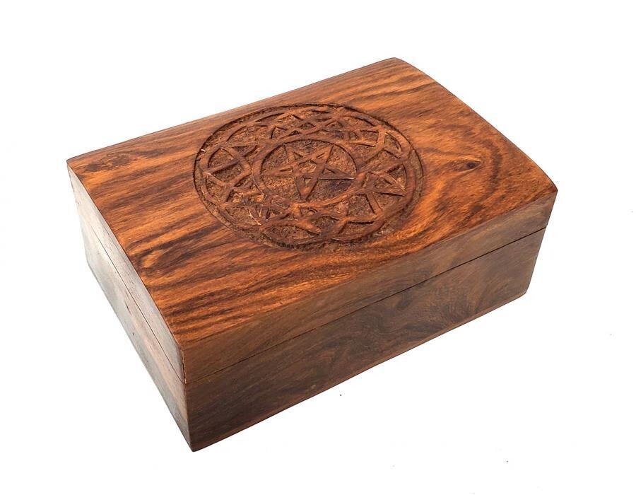 6&quot; Pentagram in Celtic Circle Carved Wood Box