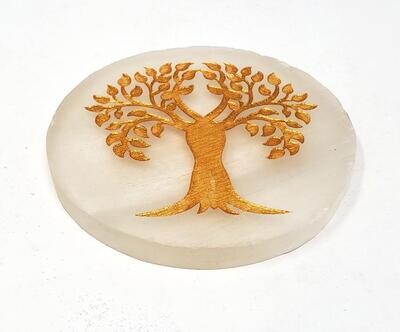 3&quot; Tree Of Life Selenite Coaster/Altar Tile