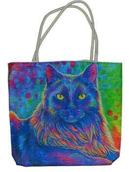 17&quot; Psychedelic Cat Tote Bag