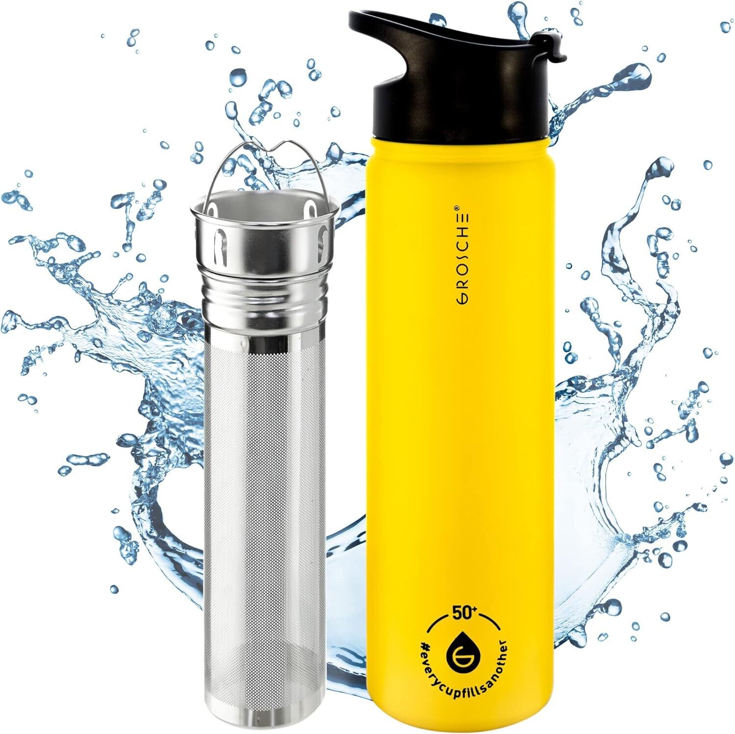 Honey Yellow CHICAGO STEEL Insulated Tea Infusion Flask 22oz