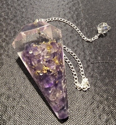 Amethyst Orgone Hexagon Pendulum